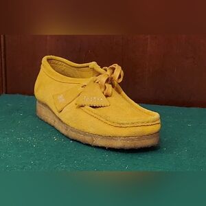CLARKS WALLABEE 11826 MEN'S MUSTARD SUEDE LEATHER LACE-UP SHOES SIZE 10 M